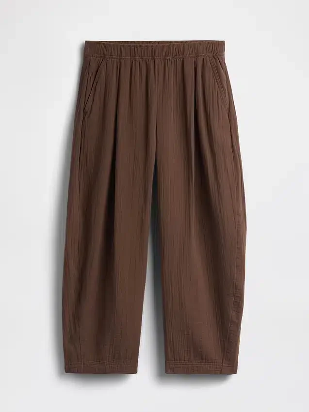 Pantaloni a zampa larghi in garza di cotone