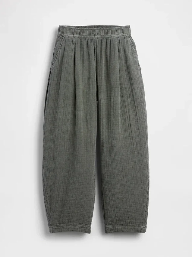 Pantaloni a zampa larghi in garza di cotone