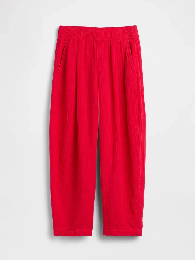 Pantaloni a zampa larghi in garza di cotone