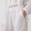 Pantaloni a zampa larghi in garza di cotone