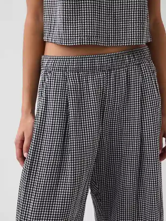 Pantaloni a zampa larghi in garza di cotone