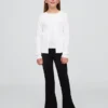 Pantaloni a zampa larghi in tessuto Ponte per bambini