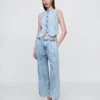 Pantaloni alla caviglia a vita alta in denim ultrasoft 365 con pieghe