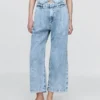 Pantaloni alla caviglia a vita alta in denim ultrasoft 365 con pieghe