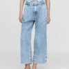 Pantaloni alla caviglia a vita alta in denim ultrasoft 365 con pieghe