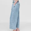 Pantaloni alla caviglia a vita alta in denim ultrasoft 365 con pieghe