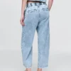 Pantaloni alla caviglia a vita alta in denim ultrasoft 365 con pieghe