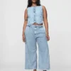 Pantaloni alla caviglia a vita alta in denim ultrasoft 365 con pieghe