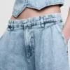 Pantaloni alla caviglia a vita alta in denim ultrasoft 365 con pieghe