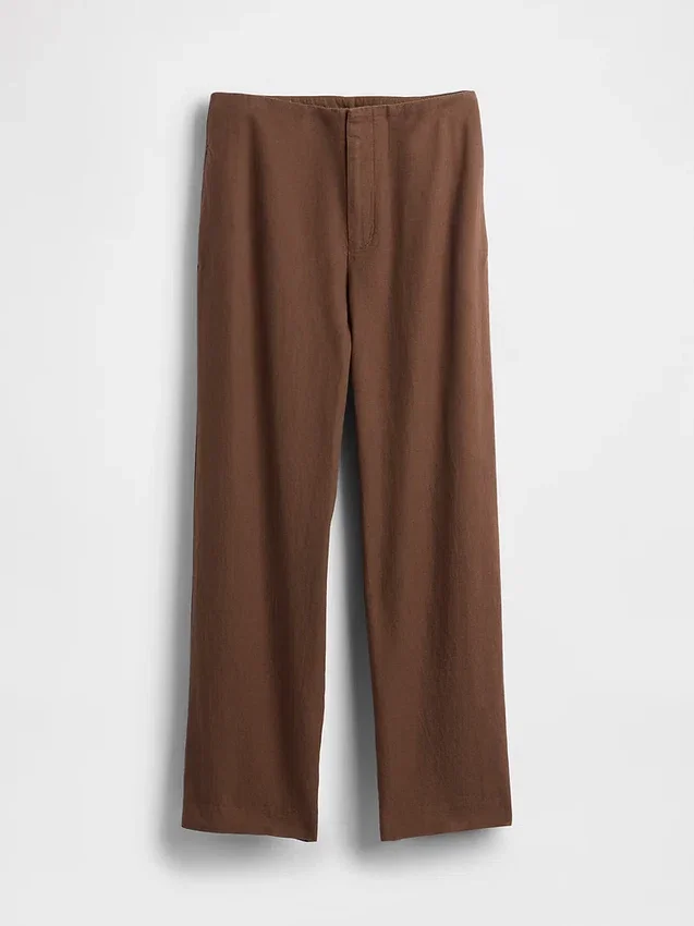 Pantaloni alla caviglia dritti e comodi in misto lino