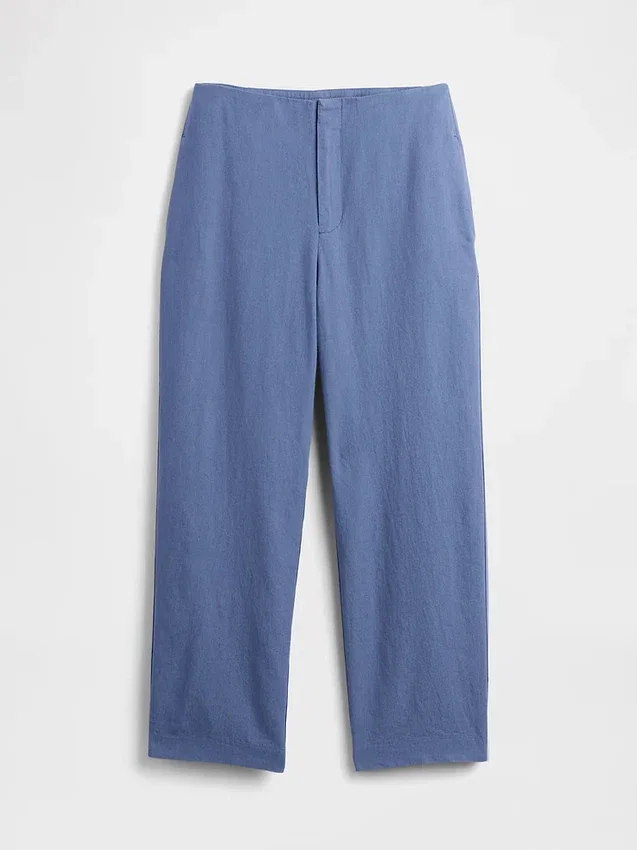 Pantaloni alla caviglia dritti e comodi in misto lino