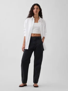 Pantaloni alla caviglia utility a vita media