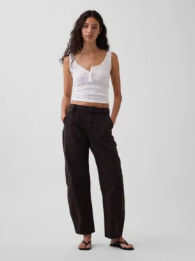 Pantaloni alla caviglia utility a vita media