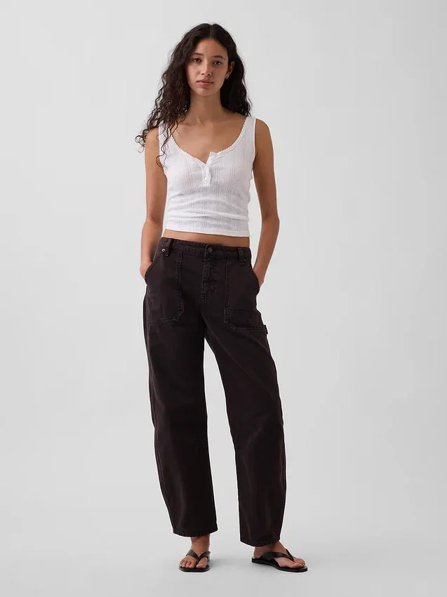 Pantaloni alla caviglia utility a vita media