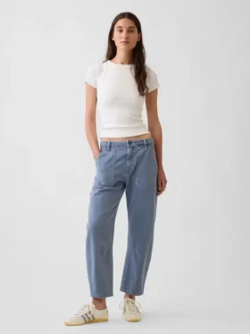 Pantaloni alla caviglia utility a vita media