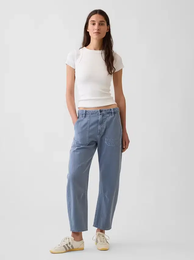 Pantaloni alla caviglia utility a vita media