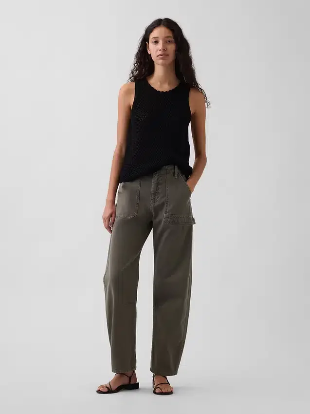 Pantaloni alla caviglia utility a vita media