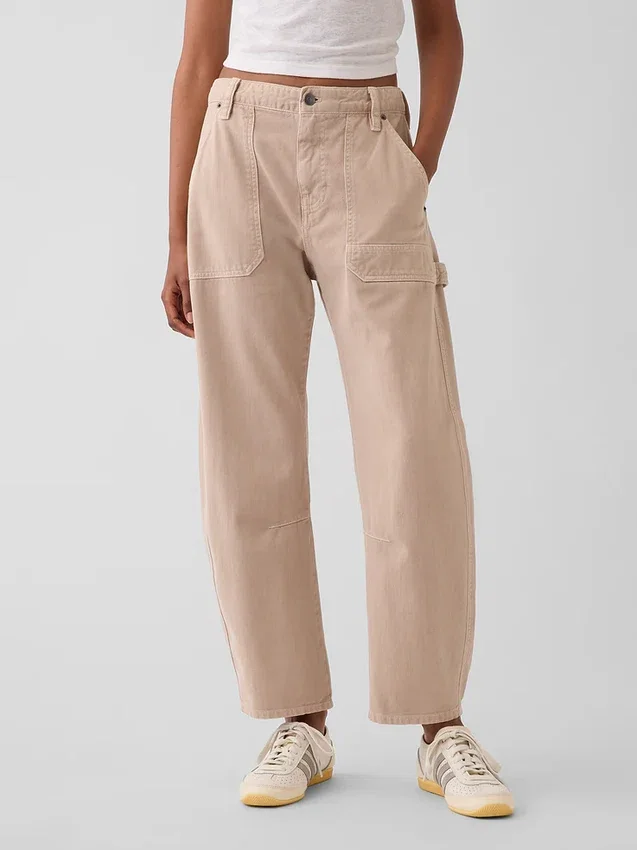 Pantaloni alla caviglia utility a vita media