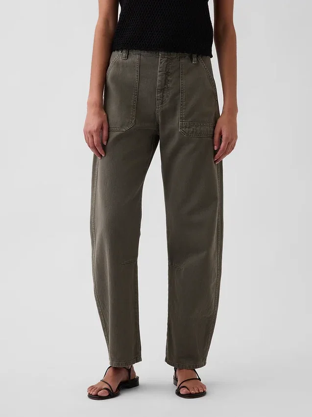 Pantaloni alla caviglia utility a vita media