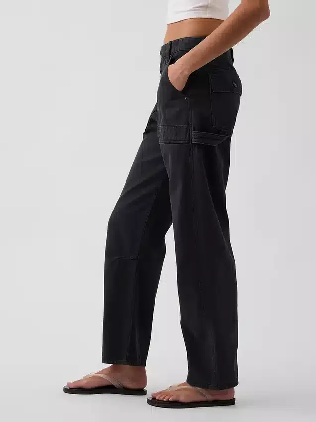 Pantaloni alla caviglia utility a vita media