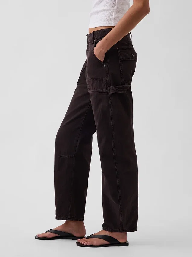 Pantaloni alla caviglia utility a vita media