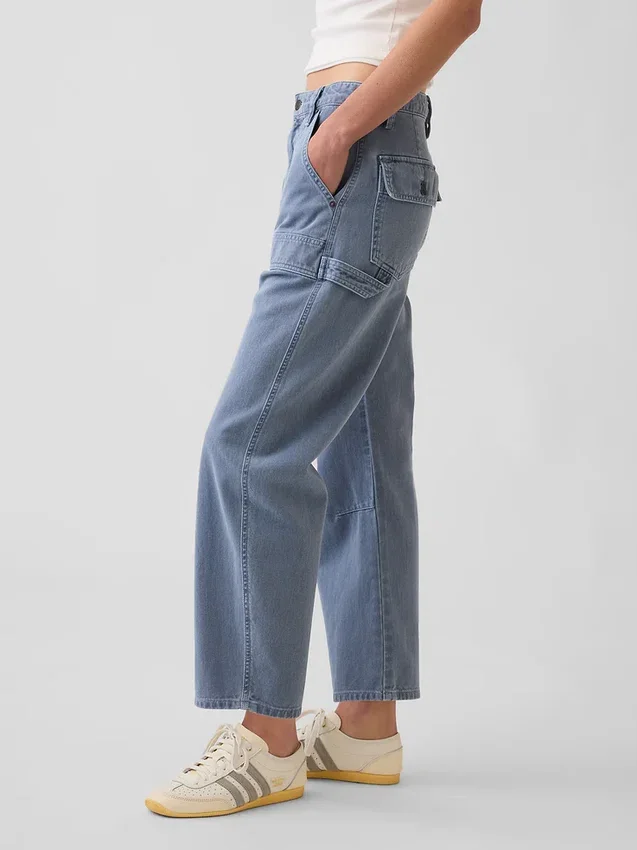 Pantaloni alla caviglia utility a vita media