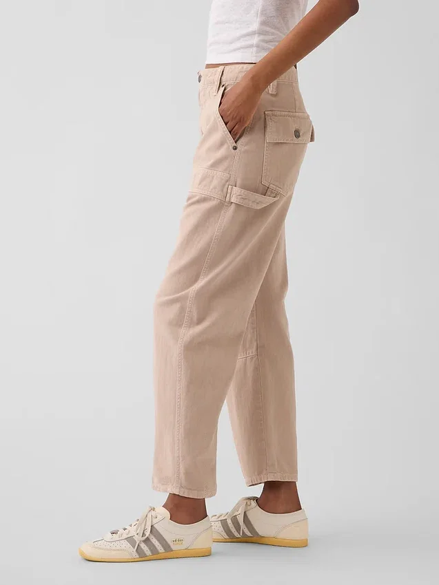 Pantaloni alla caviglia utility a vita media