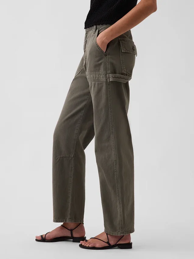Pantaloni alla caviglia utility a vita media