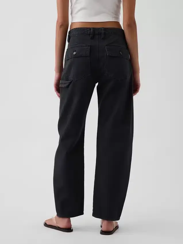 Pantaloni alla caviglia utility a vita media