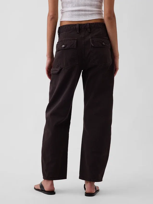 Pantaloni alla caviglia utility a vita media