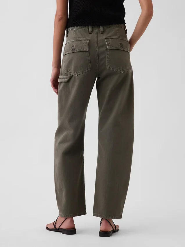 Pantaloni alla caviglia utility a vita media
