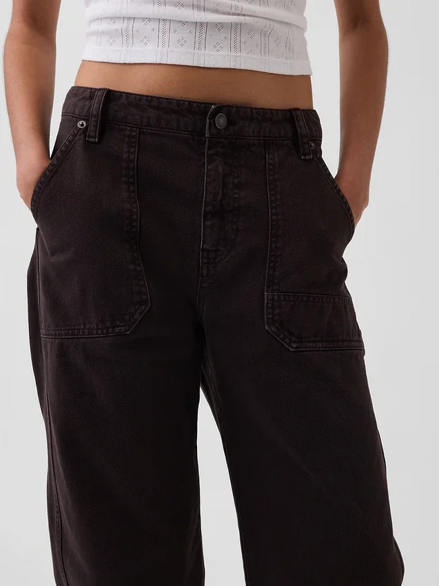 Pantaloni alla caviglia utility a vita media