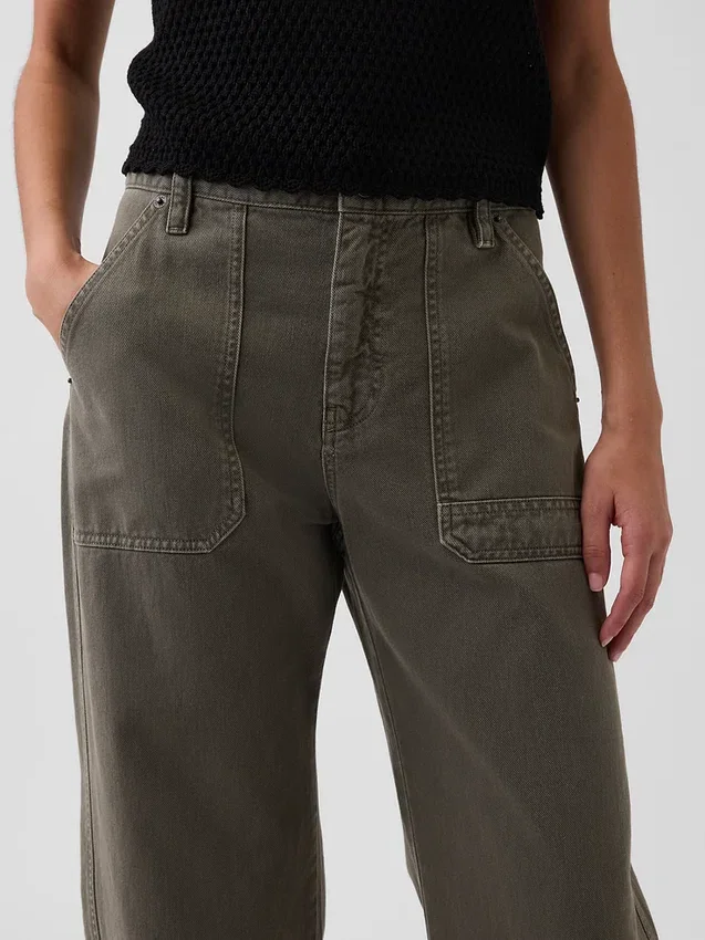 Pantaloni alla caviglia utility a vita media