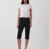 Pantaloni capri a vita alta in maglia doppia