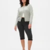 Pantaloni capri a vita alta in maglia doppia