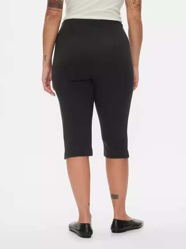 Pantaloni capri a vita alta in maglia doppia