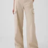 Pantaloni cargo larghi color cachi a vita media