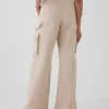 Pantaloni cargo larghi color cachi a vita media