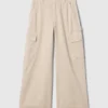 Pantaloni cargo larghi color cachi a vita media
