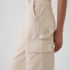 Pantaloni cargo larghi color cachi a vita media