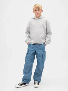 Pantaloni cargo larghi in denim per bambini