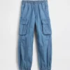 Pantaloni cargo larghi in denim per bambini