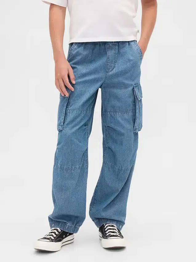 Pantaloni cargo larghi in denim per bambini