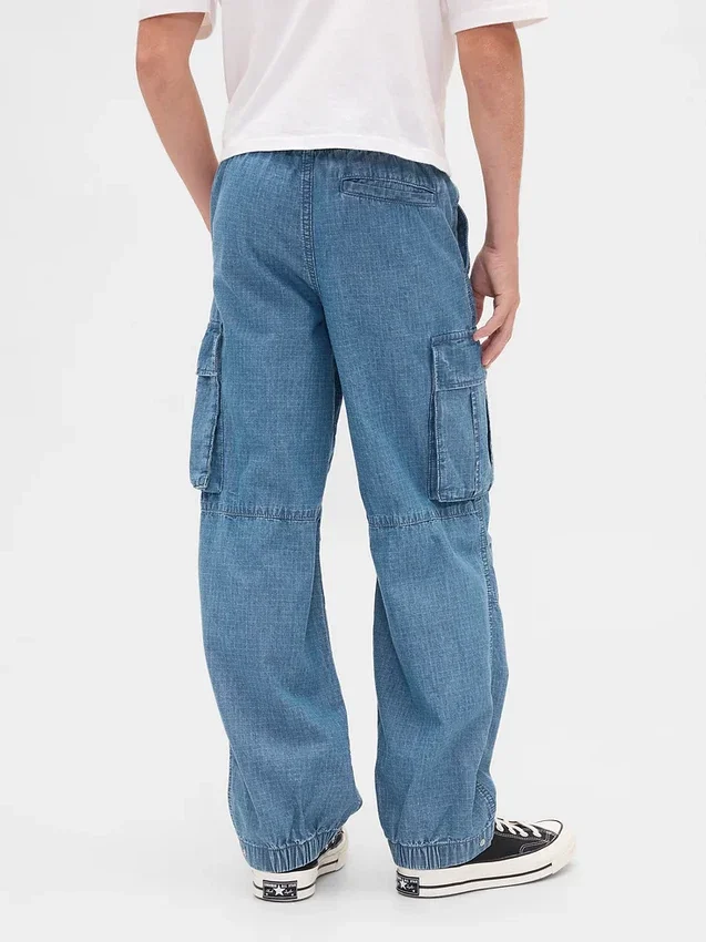 Pantaloni cargo larghi in denim per bambini