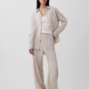 Pantaloni comodi a gamba larga in misto lino