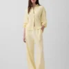 Pantaloni comodi a gamba larga in misto lino