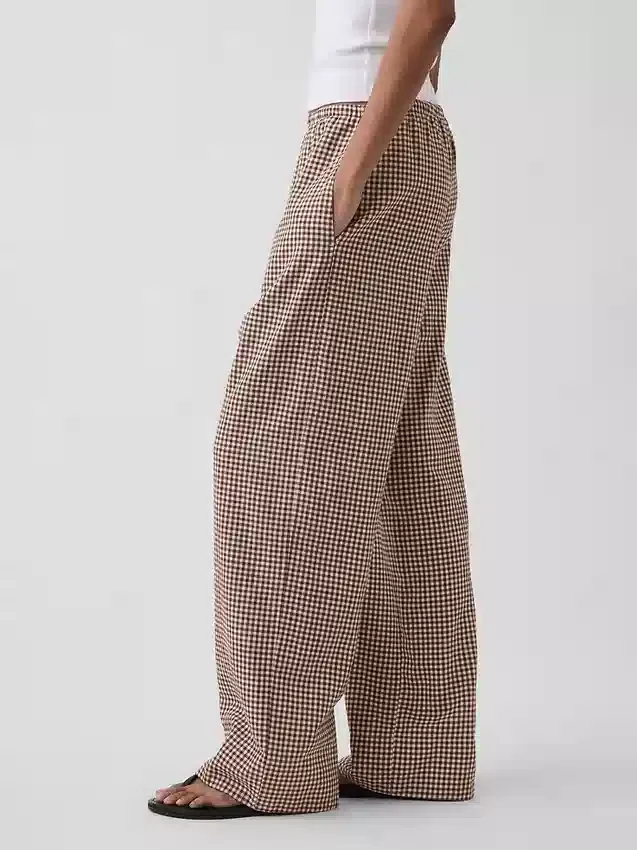 Pantaloni comodi a gamba larga in misto lino