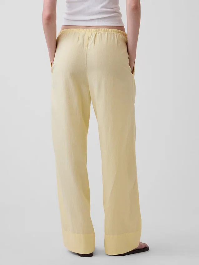 Pantaloni comodi a gamba larga in misto lino