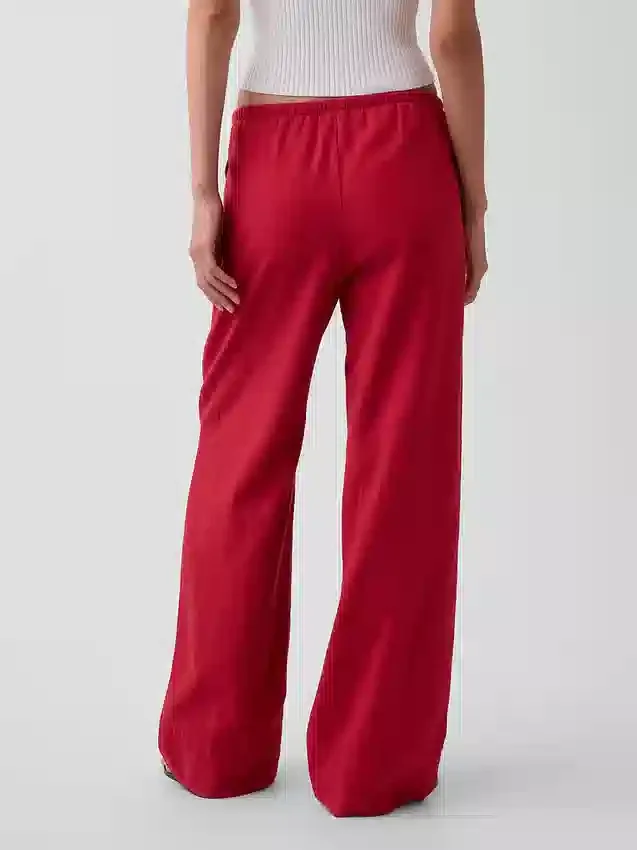 Pantaloni comodi a gamba larga in misto lino