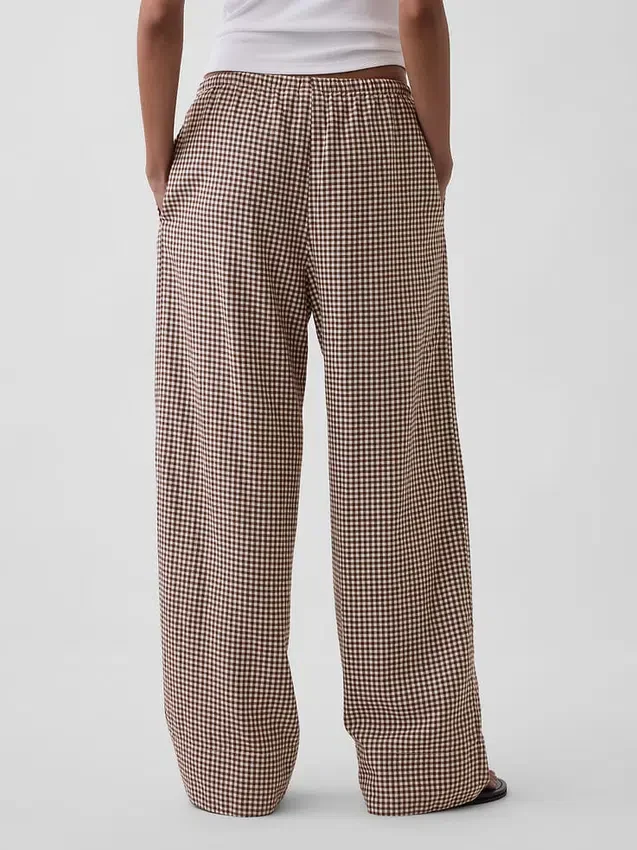 Pantaloni comodi a gamba larga in misto lino